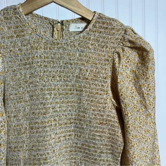 Leia & Co Floral Smocked Long Puff Sleeves Tiered Peasant Milk Maid Midi Dress - Picture 5 of 9